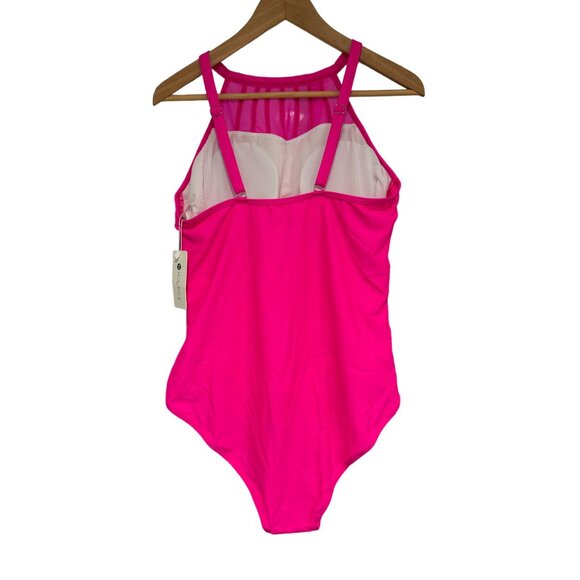 Holipick Women High Neck One Piece Mesh Bathing Swimsuits Open Back XXL Pink NWT - Picture 5 of 5
